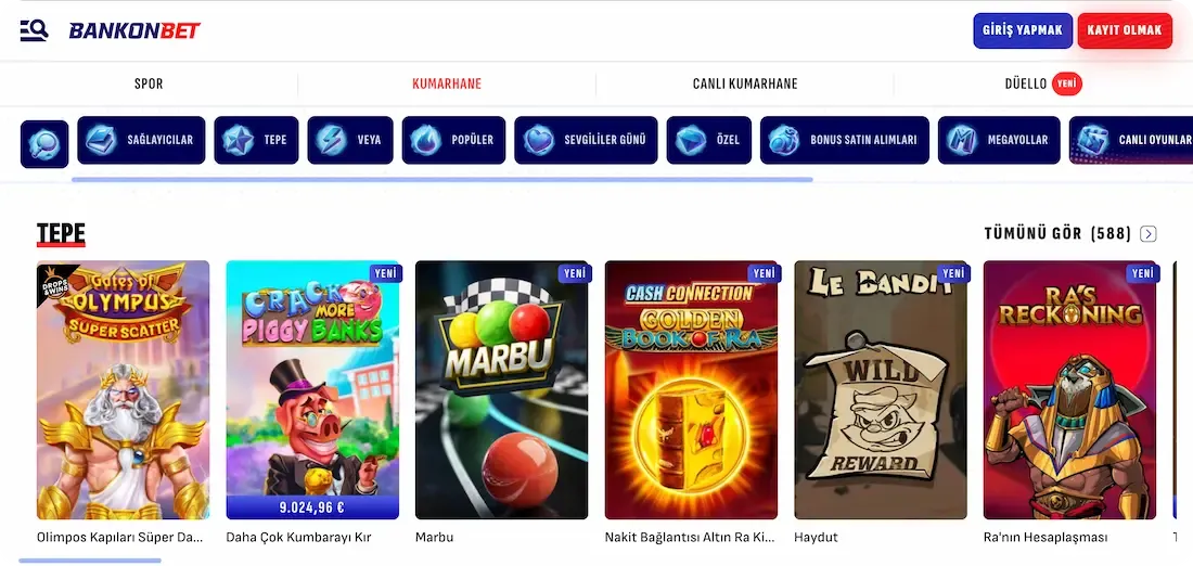 bankonbet casino oyunları